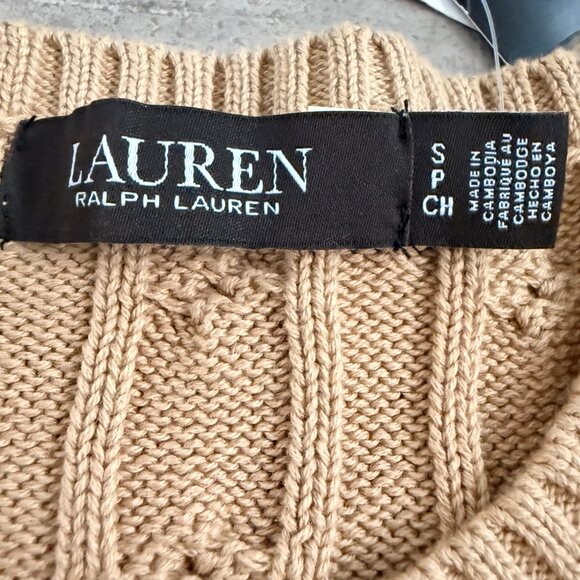 NWT Ralph Lauren Button-Trim Cable-Knit Cotton Sweater Size S - Picture 7 of 13